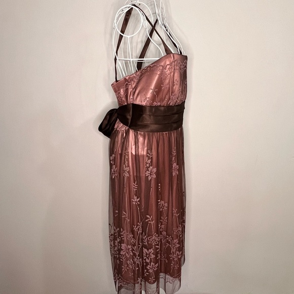 R&M Richards Mauve Beaded & Sequin Floral Motif Halter Dress - Picture 4 of 11